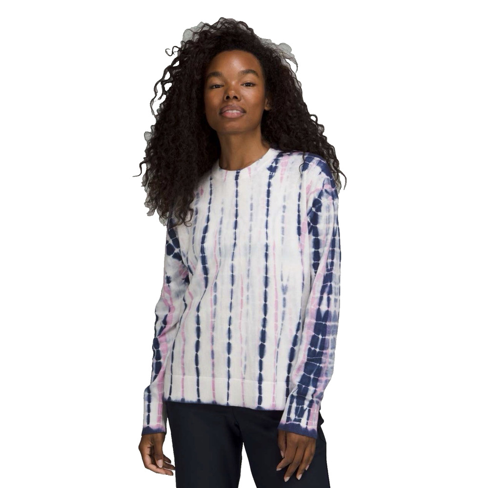 NWT RARE Lululemon Linear Tie Dye Mineral Blue Multi Crewneck Sweater - Size 10